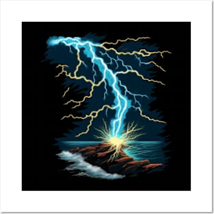 Lightning Bolt Sea Mountain Posters and Art